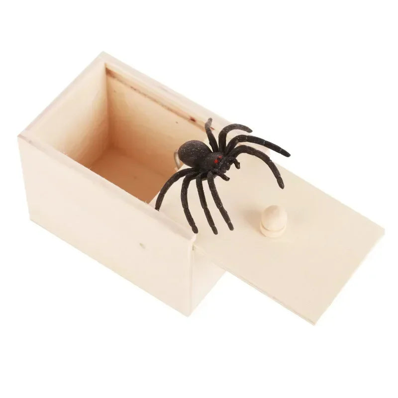 Wooden Spider Scare Prank Box – Halloween Party Trick Toy