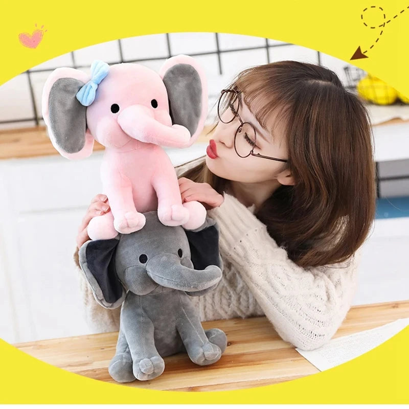 Gray Elephant Plush Pillow – 25cm Soft Stuffed Animal for Baby Room