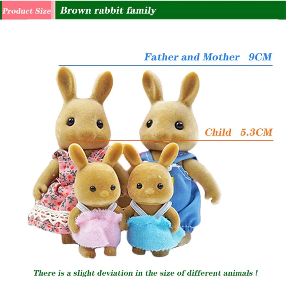 1:12 Miniature Animal Family Dollhouse Set – Rotating Limbs