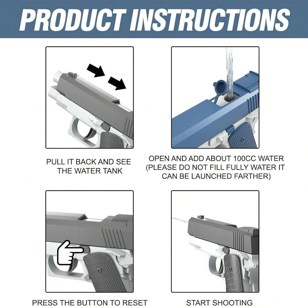 M1911 Water Pistol Toy – Summer Pool & Beach Squirt Gun