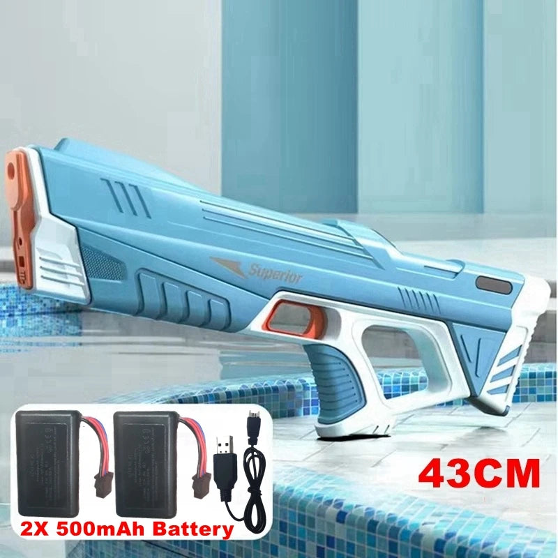 Electric Auto-Fill Water Gun – 43cm, USB Rechargeable, 8–10m Range