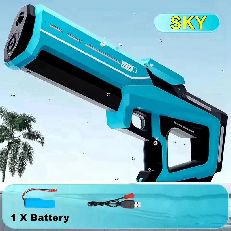Electric Auto-Fill Water Gun – 43cm, USB Rechargeable, 8–10m Range