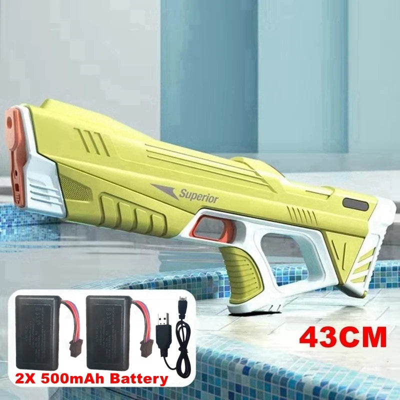 Electric Auto-Fill Water Gun – 43cm, USB Rechargeable, 8–10m Range
