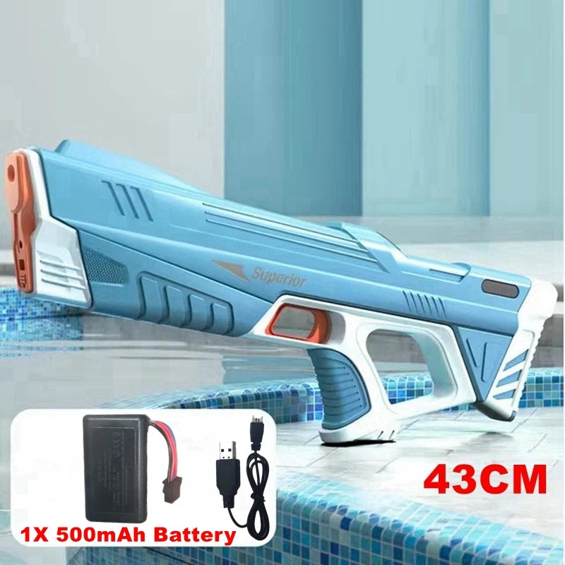 Electric Auto-Fill Water Gun – 43cm, USB Rechargeable, 8–10m Range