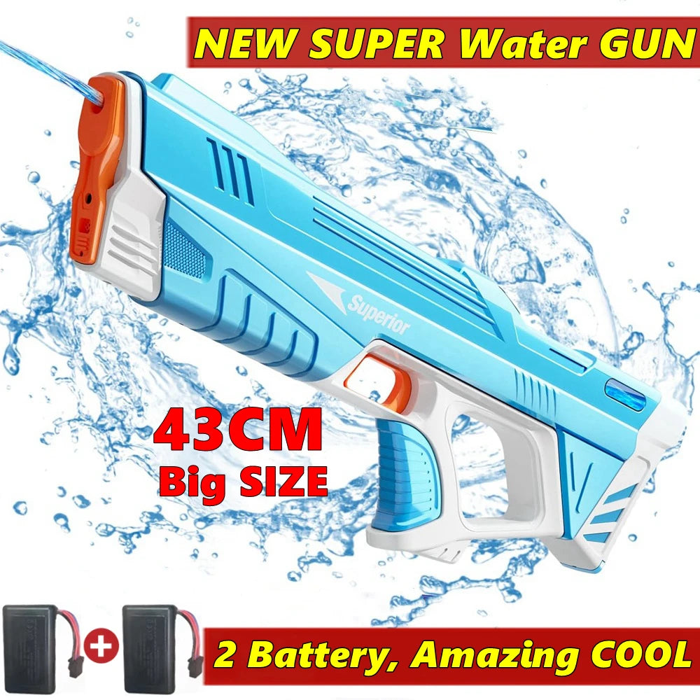 Electric Auto-Fill Water Gun – 43cm, USB Rechargeable, 8–10m Range