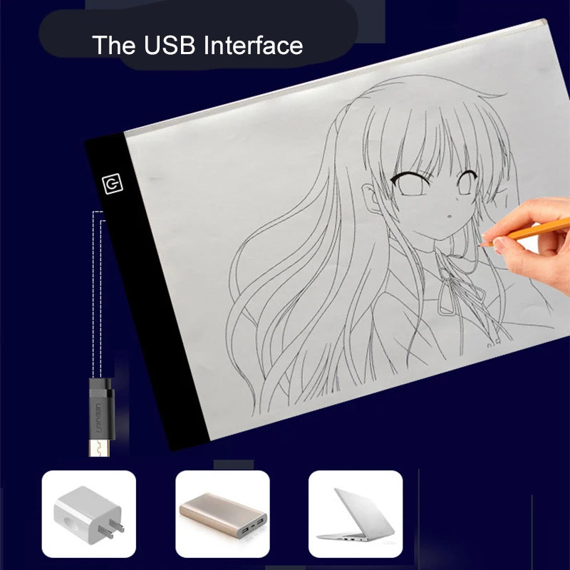 LED Light Drawing Board for Kids – 3-Level Dimmable Tracing Pad