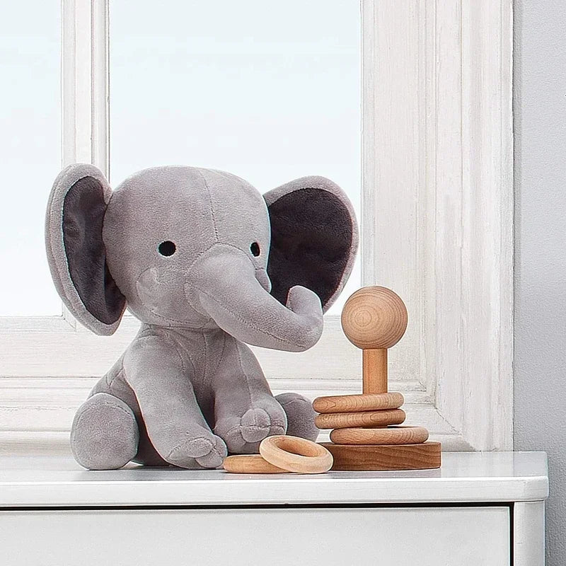 Gray Elephant Plush Pillow – 25cm Soft Stuffed Animal for Baby Room