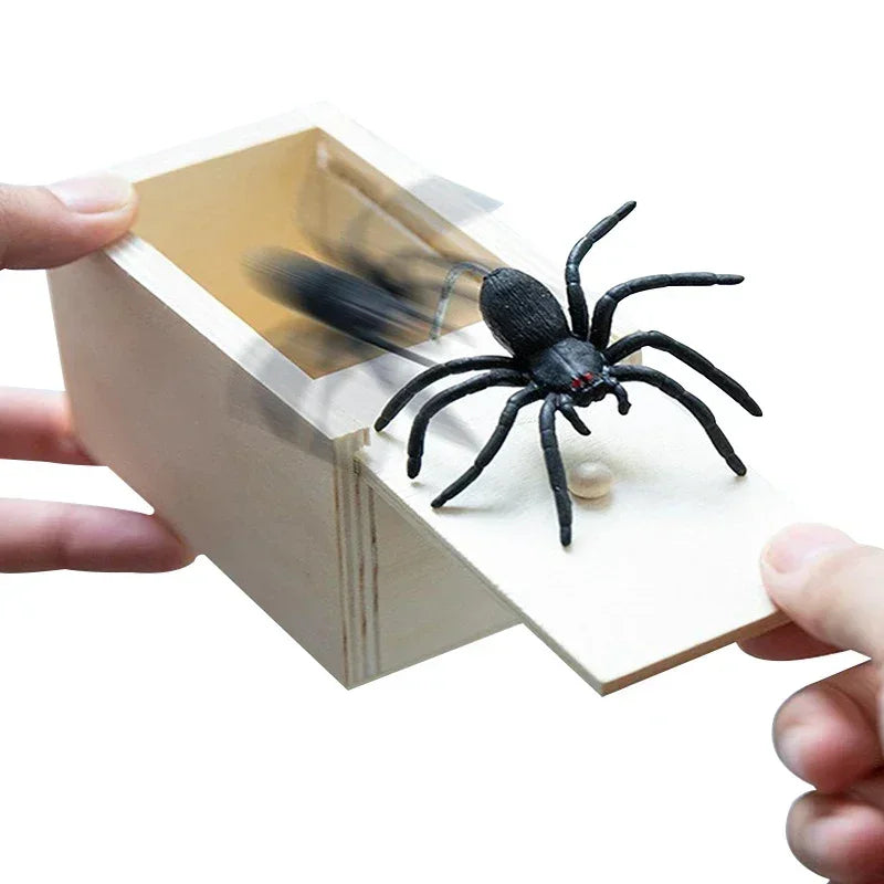 Wooden Spider Scare Prank Box – Halloween Party Trick Toy