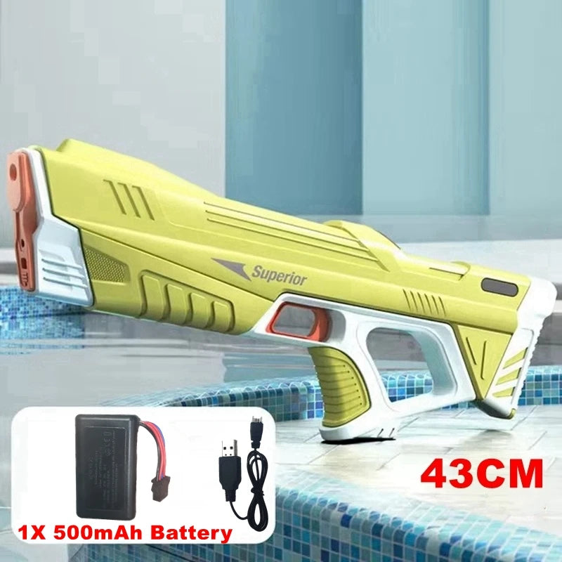 Electric Auto-Fill Water Gun – 43cm, USB Rechargeable, 8–10m Range