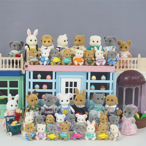 1:12 Miniature Animal Family Dollhouse Set – Rotating Limbs
