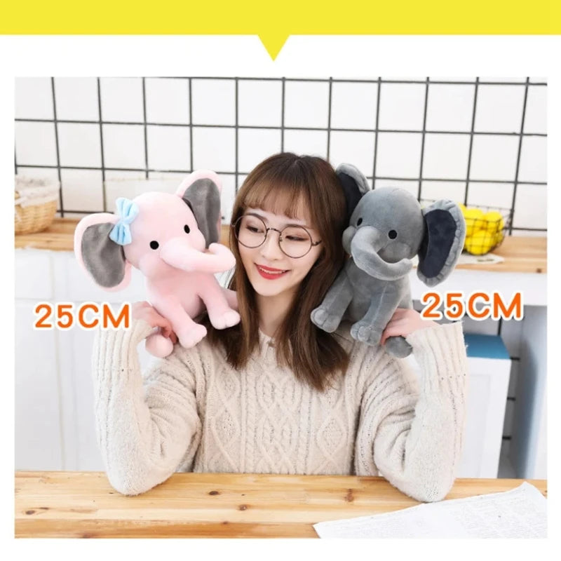 Gray Elephant Plush Pillow – 25cm Soft Stuffed Animal for Baby Room