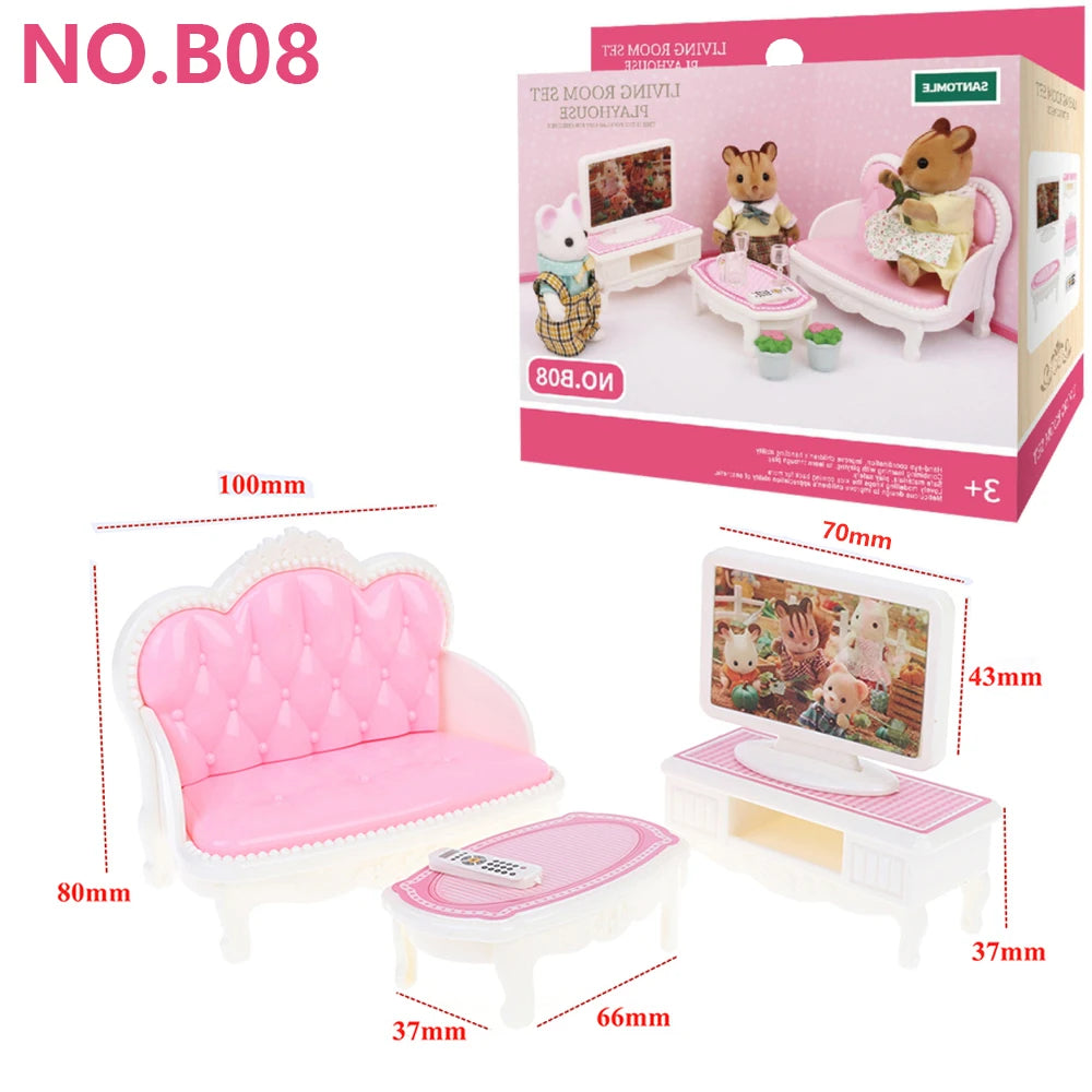 1:12 Dollhouse Furniture Set – Kitchen, Living Room & Bedroom (DIY)