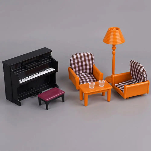 1:12 Dollhouse Furniture Set – Kitchen, Living Room & Bedroom