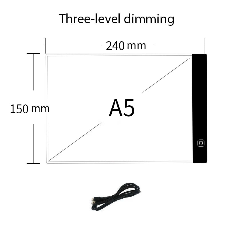 LED Light Drawing Board for Kids – 3-Level Dimmable Tracing Pad