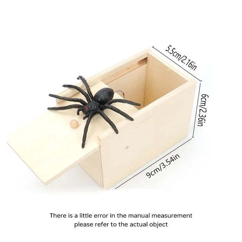 Wooden Spider Scare Prank Box – Halloween Party Trick Toy