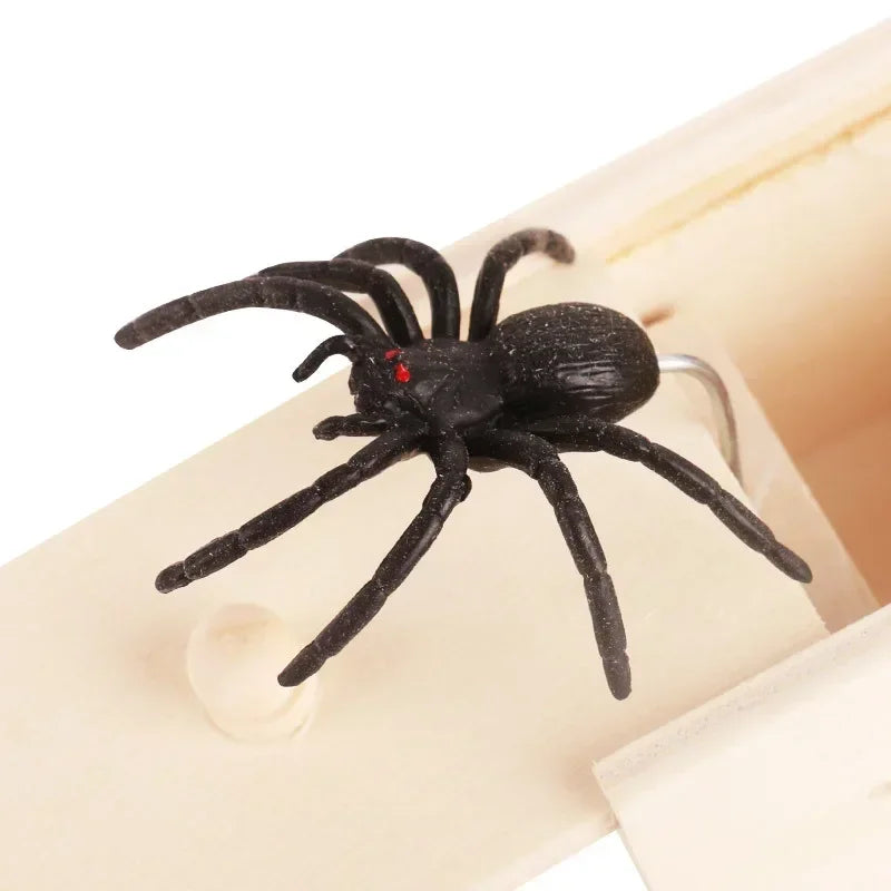 Wooden Spider Scare Prank Box – Halloween Party Trick Toy
