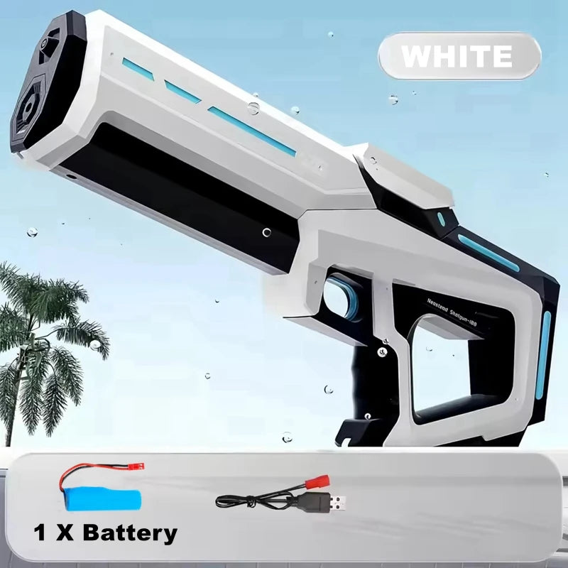 Electric Auto-Fill Water Gun – 43cm, USB Rechargeable, 8–10m Range
